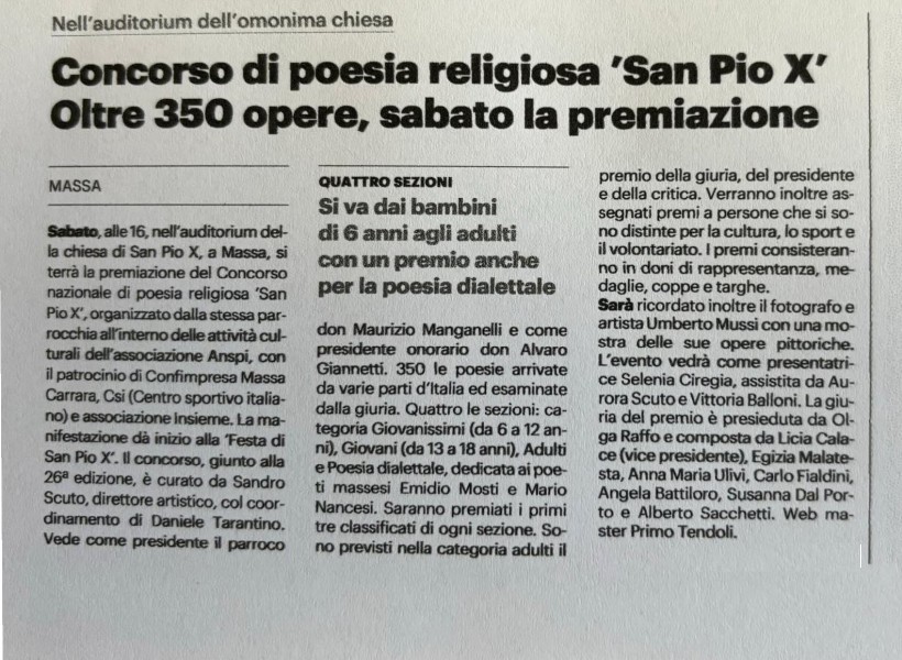 Premio Poesia prima della cerimonia di premiazione 2024